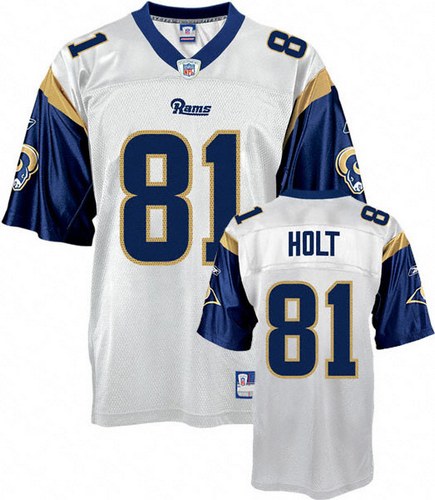 Men's Replica Torry Holt Reebok Jersey White Road - #81 Throwback NFL Los Angeles Rams